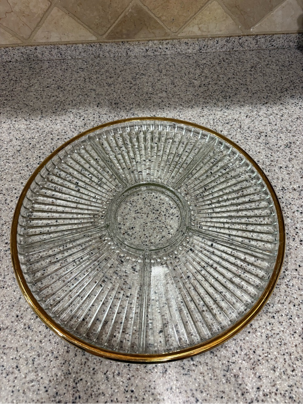 Vintage 1970's Jeannette Glass USA Hospitality Gold Sectioned Serving Dish